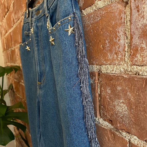 Vintage Cowgirl Fringe Pants with Stars - Picture 6 of 7